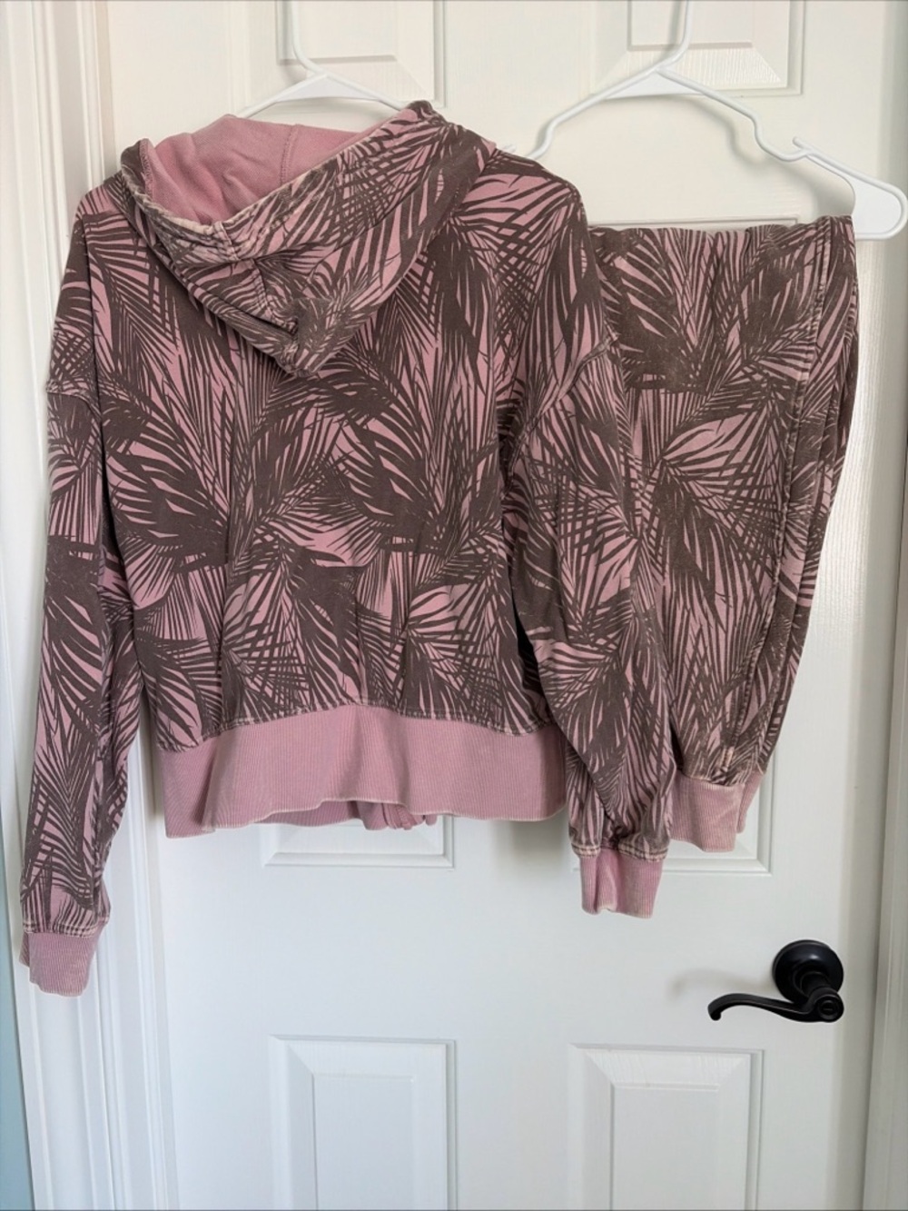 JoyLab Pink and Brown Palm-Print Hoodie Sweater - Picture 3 of 3